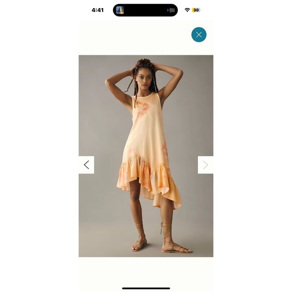 Daily Practice by Anthropologie Printed Asymmetrical Ruffle-Hem Dress M - Picture 1 of 7